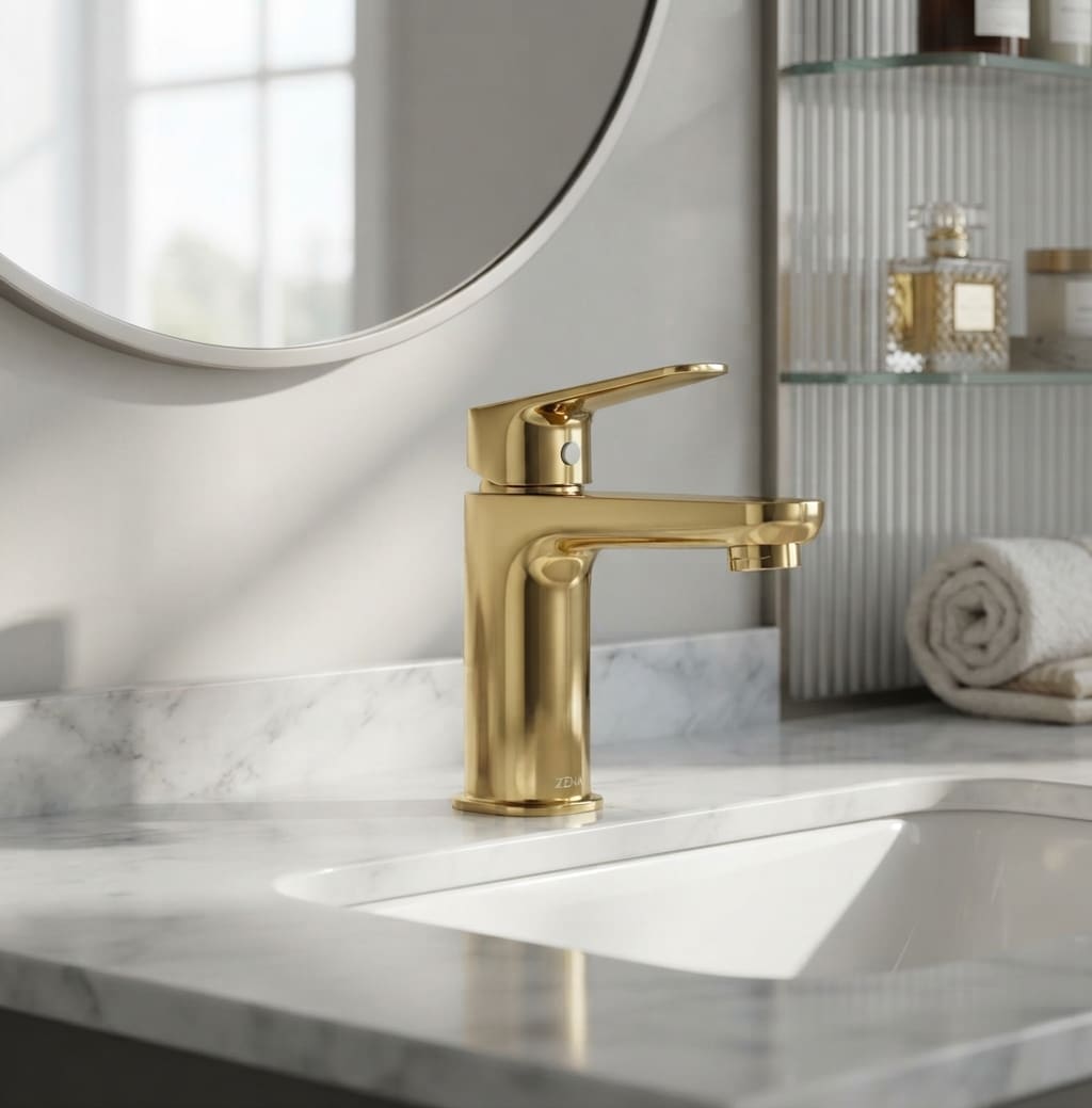 Mitigeur de Lavabo Élégant - Finition Or Brillant