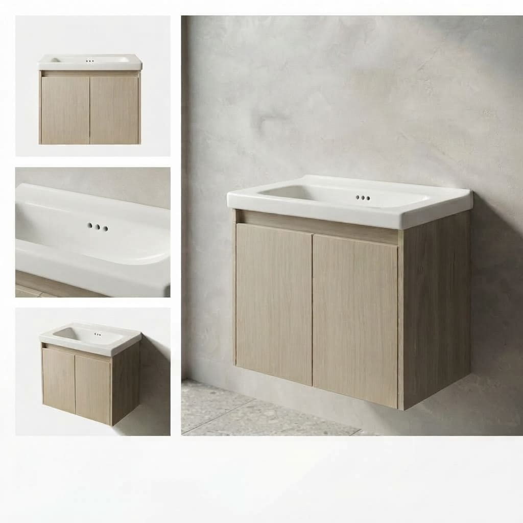 Ensemble Meuble Vasque Suspendu pvc 60x47 cm