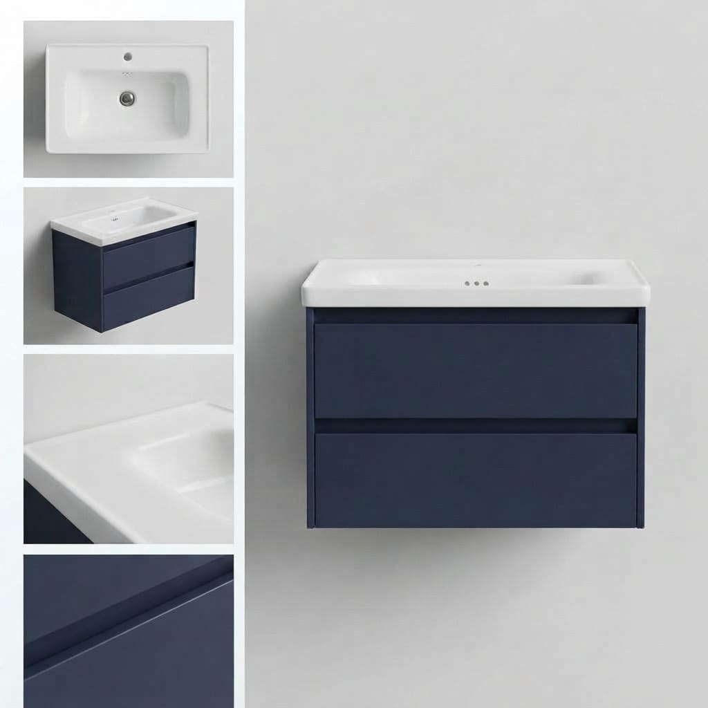Ensemble Meuble Vasque Suspendu 60 cm| Série Bleu Nuit