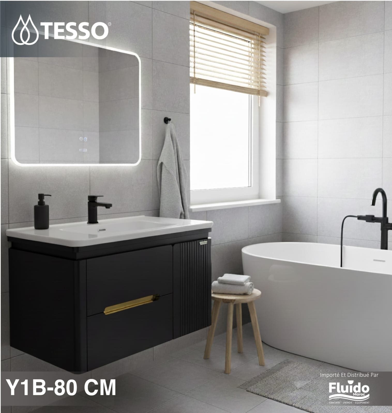 Meuble Salle de Bain Y1B – 80 CM