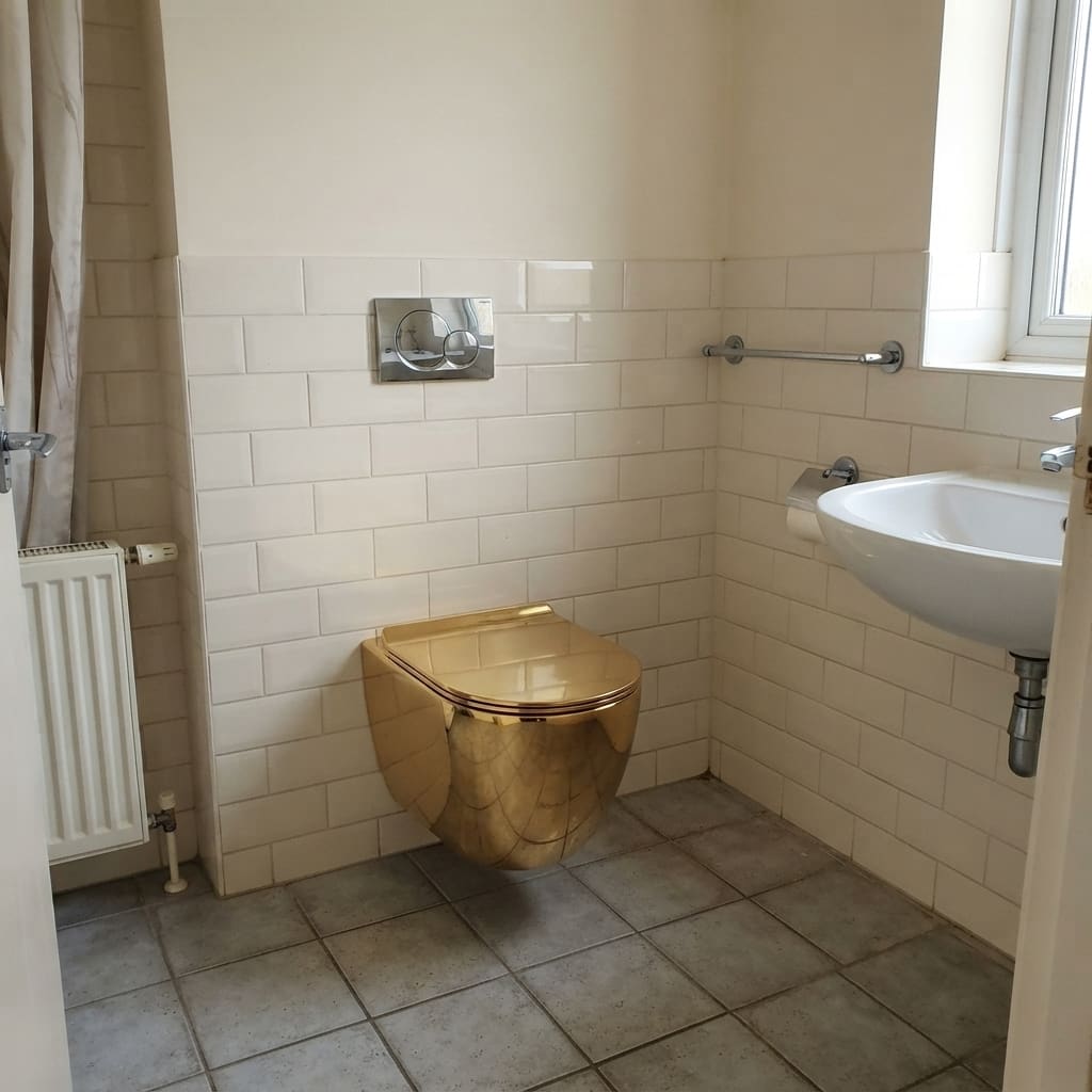 WC Suspendu Doré Premium – Design Luxe