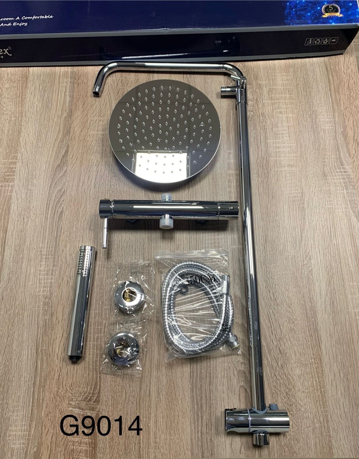 Colonne de Douche Complète Chromée Réf. G9014 – Pommeau Ronde & Douchette à Main   